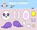 Activity worksheet, build a bunny, cut and glue. Cutting practice for kids. Easter holiday game. Educatuonal paper game. Children` Royalty Free Stock Photo