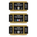 Realistic movie ticket icon in flat retro style.