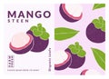 Mangosteen Label packaging design templates, Hand drawn style vector illustration. Royalty Free Stock Photo
