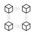 Blockchain cube digital system decentralized template design vector. Crypto currency digital smart contract protocol contain crypt