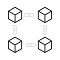 Blockchain cube digital system decentralized template design vector. Crypto currency digital smart contract protocol contain crypt