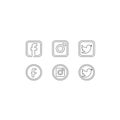 Social media icons, black social media logos, facebook, twitter