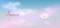 Pink dawn. Vector light background with sun and clouds