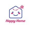 Happy Home Nursery House Cleaning Fresh Scent illustration logo design. Smiley building space face business company vector. Royalty Free Stock Photo