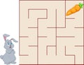 Cute Animal Maze Game. Rabbit looking for carrots