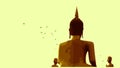 Beautiful golden Buddha statue sitting facing back Royalty Free Stock Photo