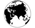 Planet Earth - Europe, Africa, Oceania - vector silhouette picture of the Earth`s hemisphere. Eurasia map for sign or logo.