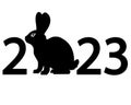2023 year of the rabbit according to the eastern horoscope - vector silhouette inscription with a rabbit. New year 2023