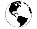 Planet earth, north america and south america - vector silhouette picture for logo or pictogram. Continents on planet earth sign o Royalty Free Stock Photo