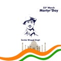 Indian Freedom Fighter Sardar Bhagat Singh Vector Art, Martyr Day 23- March