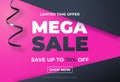 Web Vector illustration Sale purple banner template design, Big sale special up to 70% off. Super Sale, end of season special offe Royalty Free Stock Photo