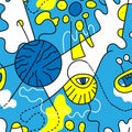 Unique vector hand drawn arwork with unusual, psychedelic cute pattern Royalty Free Stock Photo