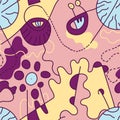 Unique vector hand drawn arwork with unusual, psychedelic cute pattern Royalty Free Stock Photo