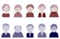 Upper body silhouettes of the elderly