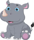 Cute baby rhino cartoon on white background Royalty Free Stock Photo