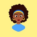 Afro girl avatar In the colors of the Ukrainian flag