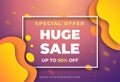 Web orange banner modern fluid for social media stories sale, web page, mobile phone. template design special offer Royalty Free Stock Photo