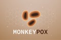 A banner with the monkeypox virus. Monkey pox virus outbreak pandemic design with microscopic view background.