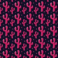 Cartoon pink cacti cactus patternt background vector illustration for print