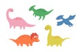 Cute little smiling dinosaurus set drawn in doodle style Royalty Free Stock Photo