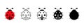 Ladybugs cute different characters set. Ladybirds in five style.