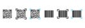 QR code and Bar code set. Royalty Free Stock Photo