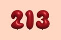 Red Helium Balloon 3D Number 213 Royalty Free Stock Photo