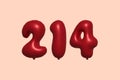 Red Helium Balloon 3D Number 214