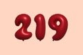 Red Helium Balloon 3D Number 219 Royalty Free Stock Photo