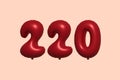 Red Helium Balloon 3D Number 220