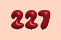 Red Helium Balloon 3D Number 227 Royalty Free Stock Photo