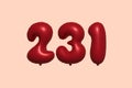 Red Helium Balloon 3D Number 231 Royalty Free Stock Photo