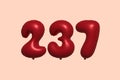 Red Helium Balloon 3D Number 237 Royalty Free Stock Photo