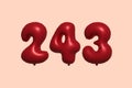 Red Helium Balloon 3D Number 243 Royalty Free Stock Photo