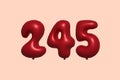 Red Helium Balloon 3D Number 245 Royalty Free Stock Photo