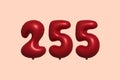 Red Helium Balloon 3D Number 255