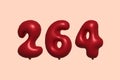Red Helium Balloon 3D Number 264 Royalty Free Stock Photo