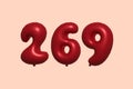 Red Helium Balloon 3D Number 269 Royalty Free Stock Photo