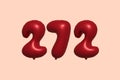 Red Helium Balloon 3D Number 272 Royalty Free Stock Photo