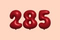 Red Helium Balloon 3D Number 285 Royalty Free Stock Photo
