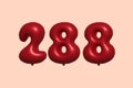 Red Helium Balloon 3D Number 288 Royalty Free Stock Photo