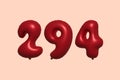 Red Helium Balloon 3D Number 294 Royalty Free Stock Photo