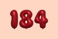 Red Helium Balloon 3D Number 184 Royalty Free Stock Photo