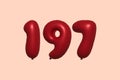 Red Helium Balloon 3D Number 197 Royalty Free Stock Photo