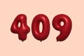 Red Helium Balloon 3D Number 409 Royalty Free Stock Photo