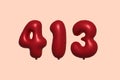 Red Helium Balloon 3D Number 413 Royalty Free Stock Photo