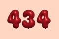 Red Helium Balloon 3D Number 434 Royalty Free Stock Photo