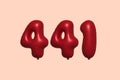 Red Helium Balloon 3D Number 441 Royalty Free Stock Photo