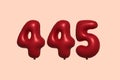 Red Helium Balloon 3D Number 445 Royalty Free Stock Photo