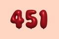 Red Helium Balloon 3D Number 451 Royalty Free Stock Photo